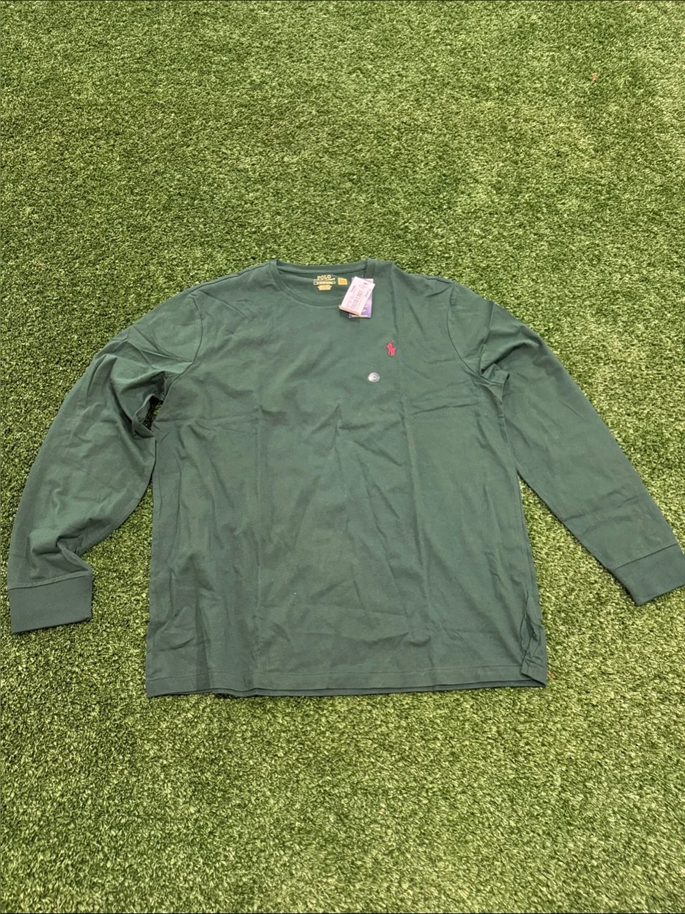Polo by Ralph Lauren Forest Green Long Sleeve Crewneck Tee with Res Pony